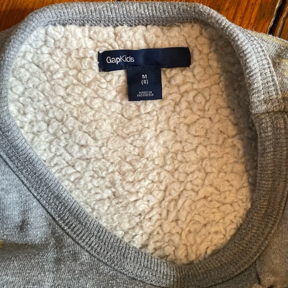 Gap Gray Sherpa Sweatshirt Penguins Polar Bear Grey Size Medium 8